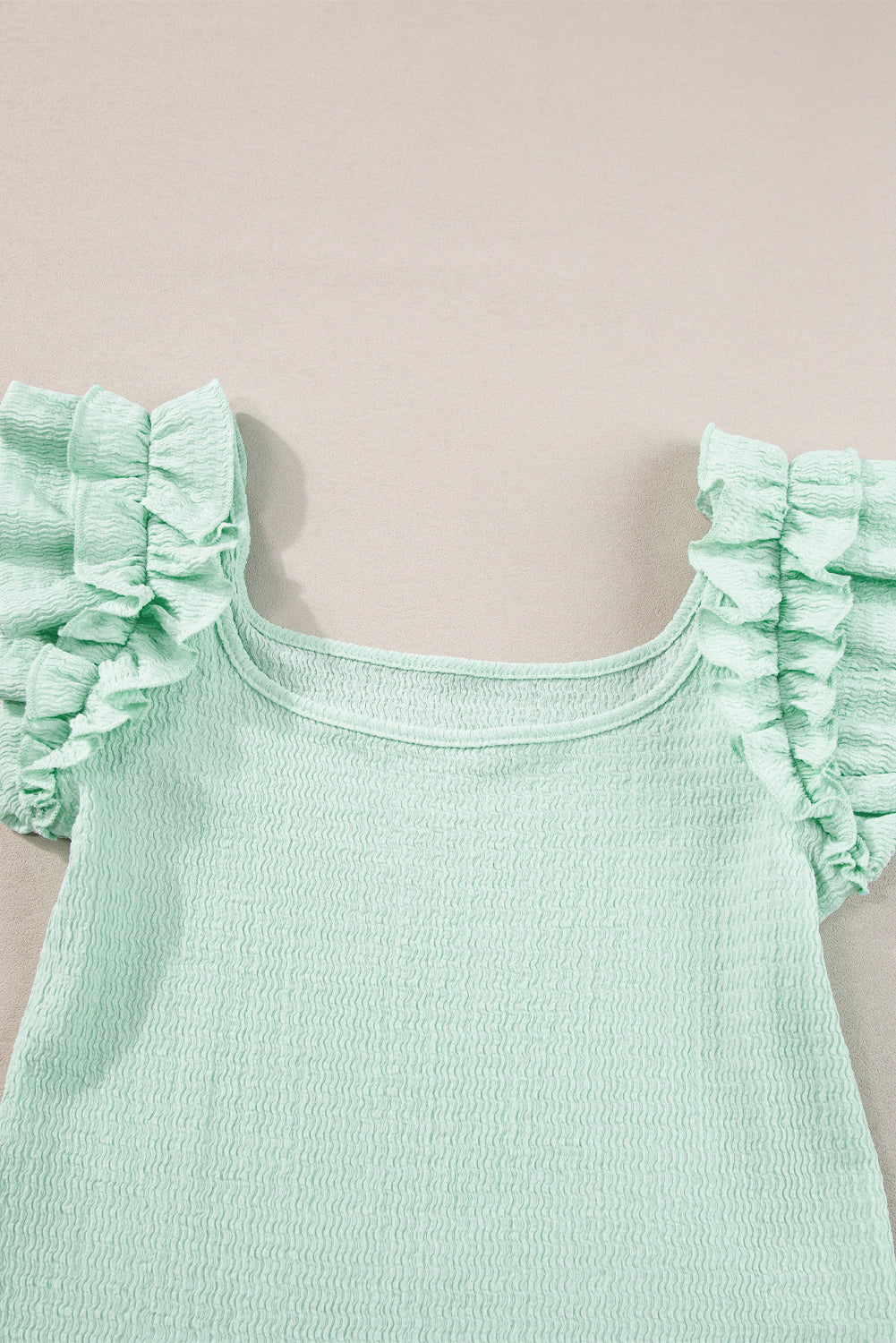 Claramente Aqua Ruffle Strap Crinkle Regata Texturizada