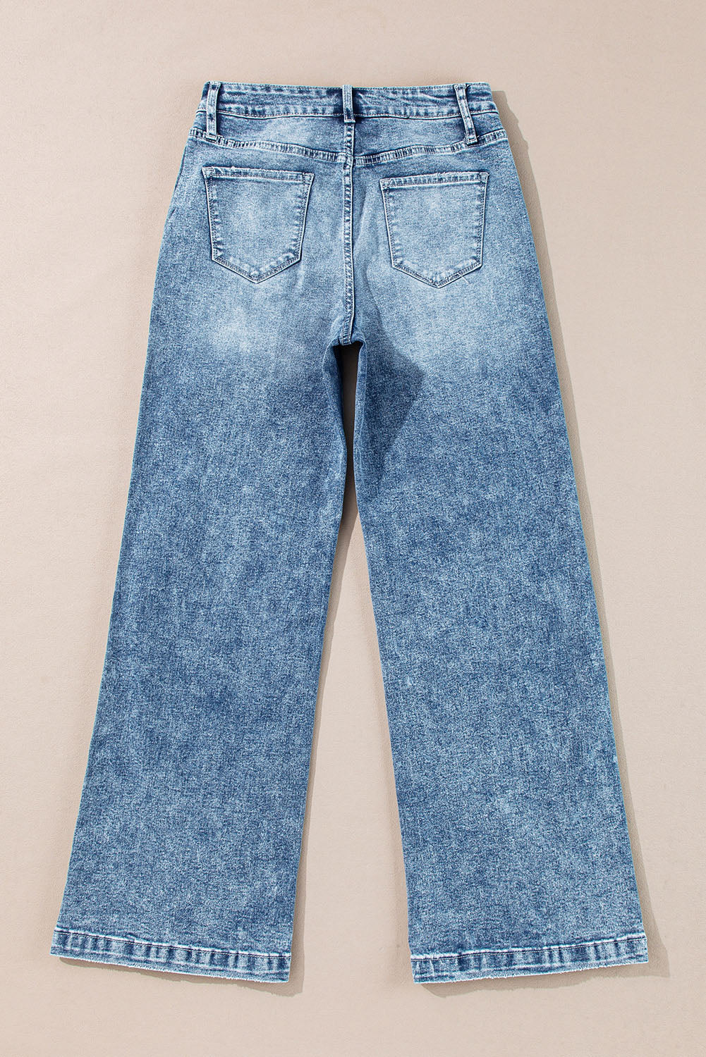 Jeans de cintura alta com costura central azul crepúsculo e perna larga