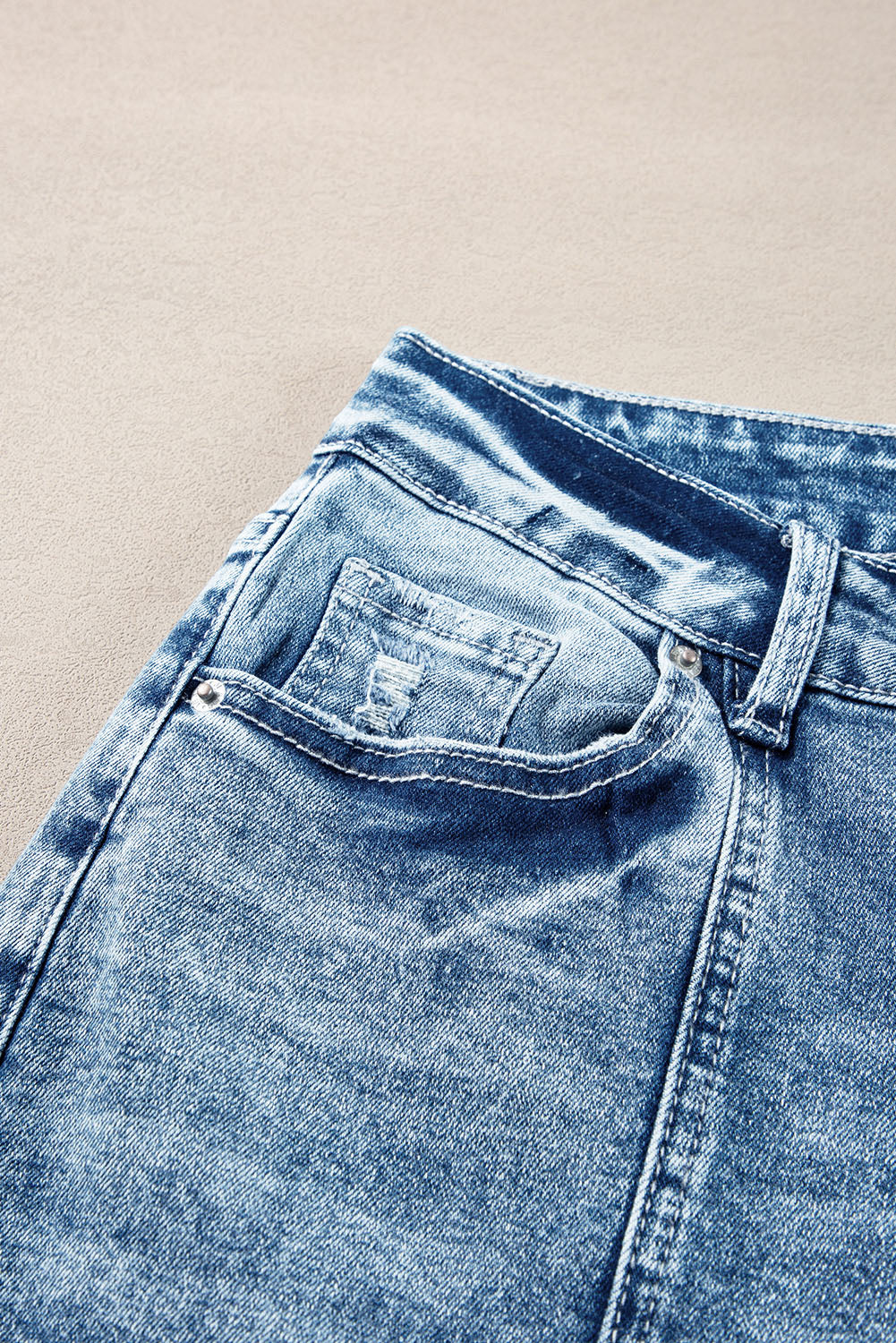 Jeans de cintura alta com costura central azul crepúsculo e perna larga