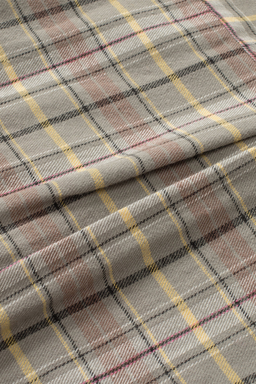 Chemise décontractée à bords bruts et patchwork à carreaux multiples marron