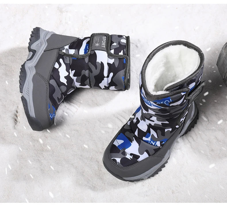 Winter Children Shoes Plush Waterproof Fabric Non-Slip