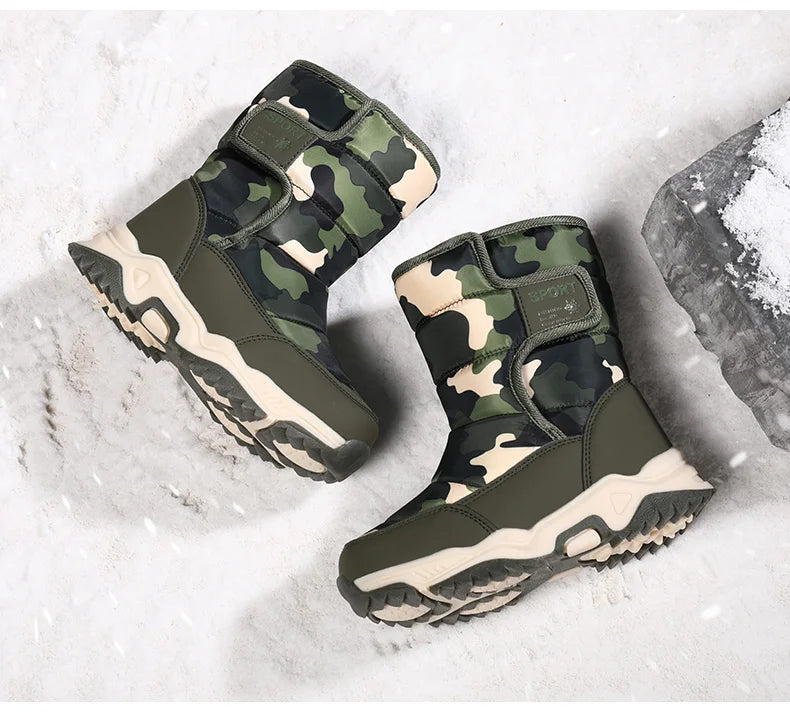 Winter Children Shoes Plush Waterproof Fabric Non-Slip