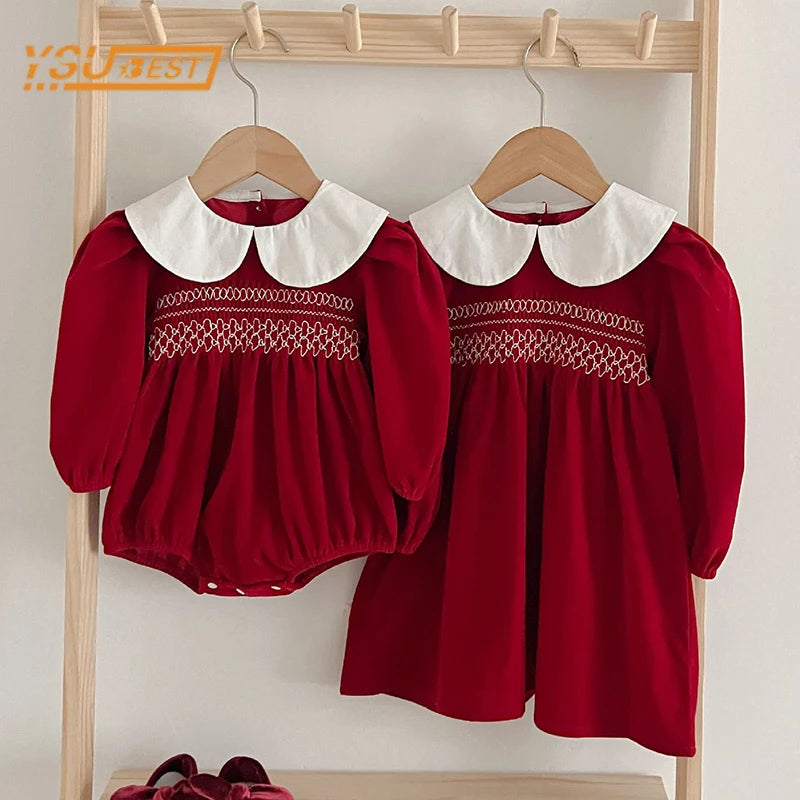 Long Sleeve Sweet Solid Color Christmas Outfit