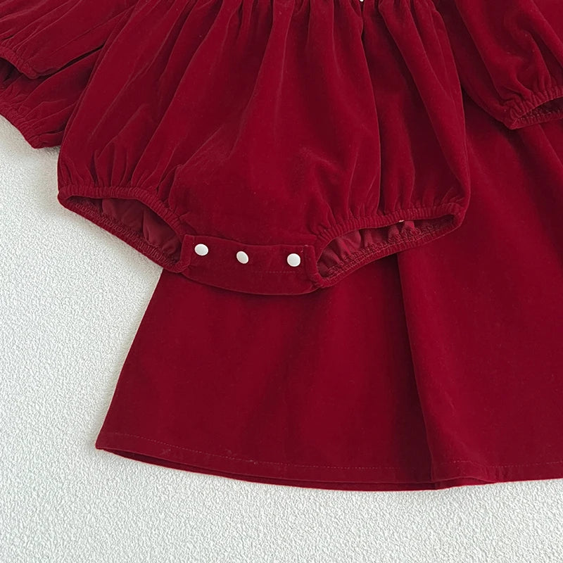 Long Sleeve Sweet Solid Color Christmas Outfit