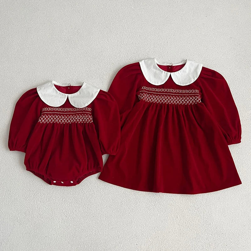 Long Sleeve Sweet Solid Color Christmas Outfit