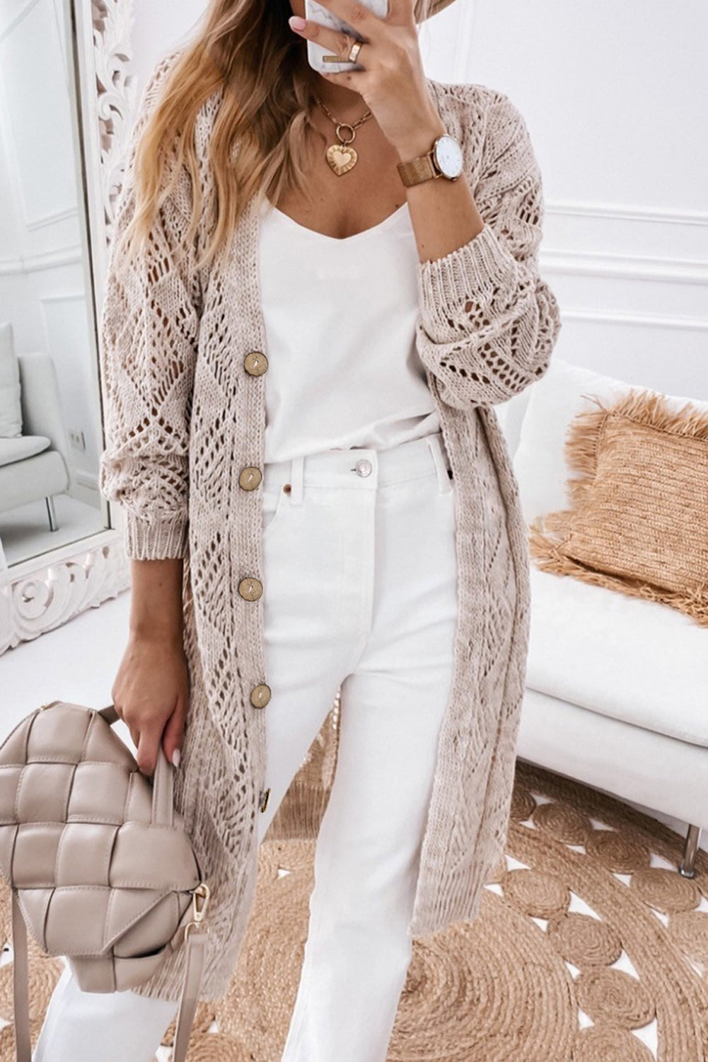 Cardigan en maille ajourée noir