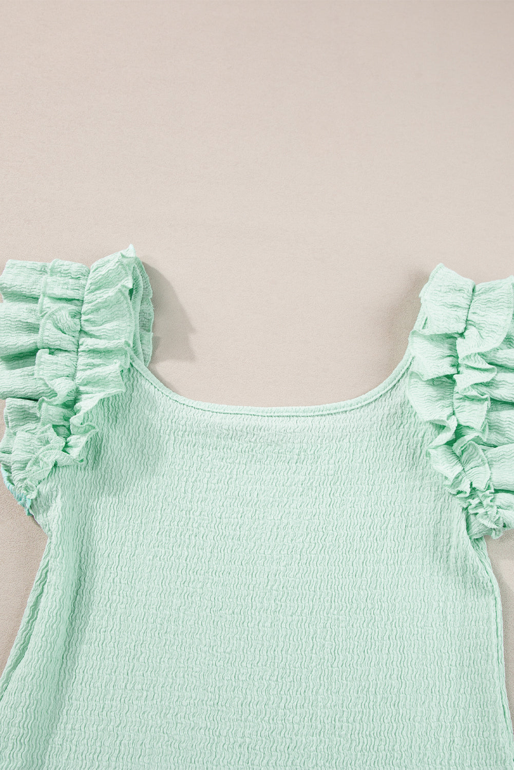 Claramente Aqua Ruffle Strap Crinkle Regata Texturizada