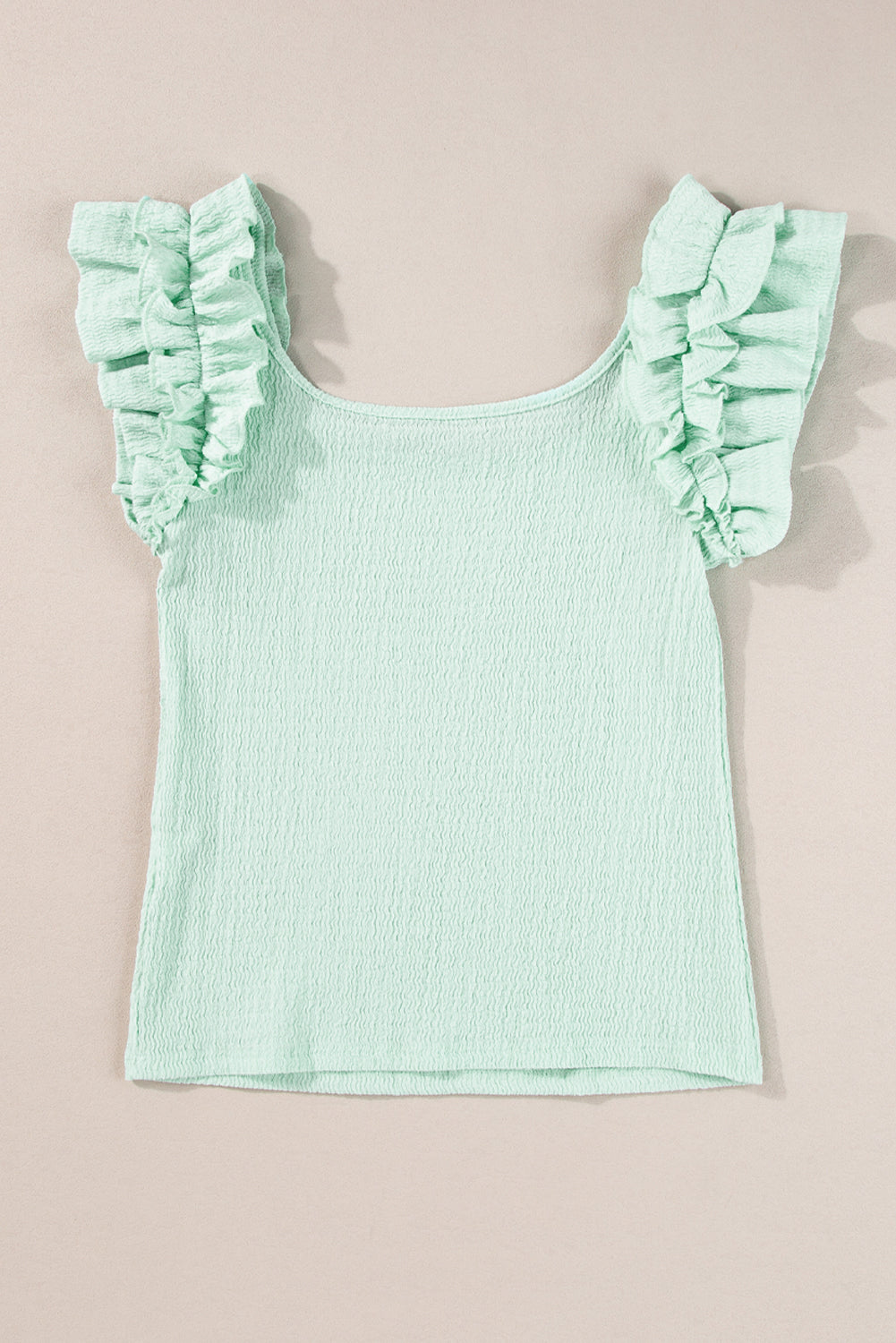 Claramente Aqua Ruffle Strap Crinkle Regata Texturizada