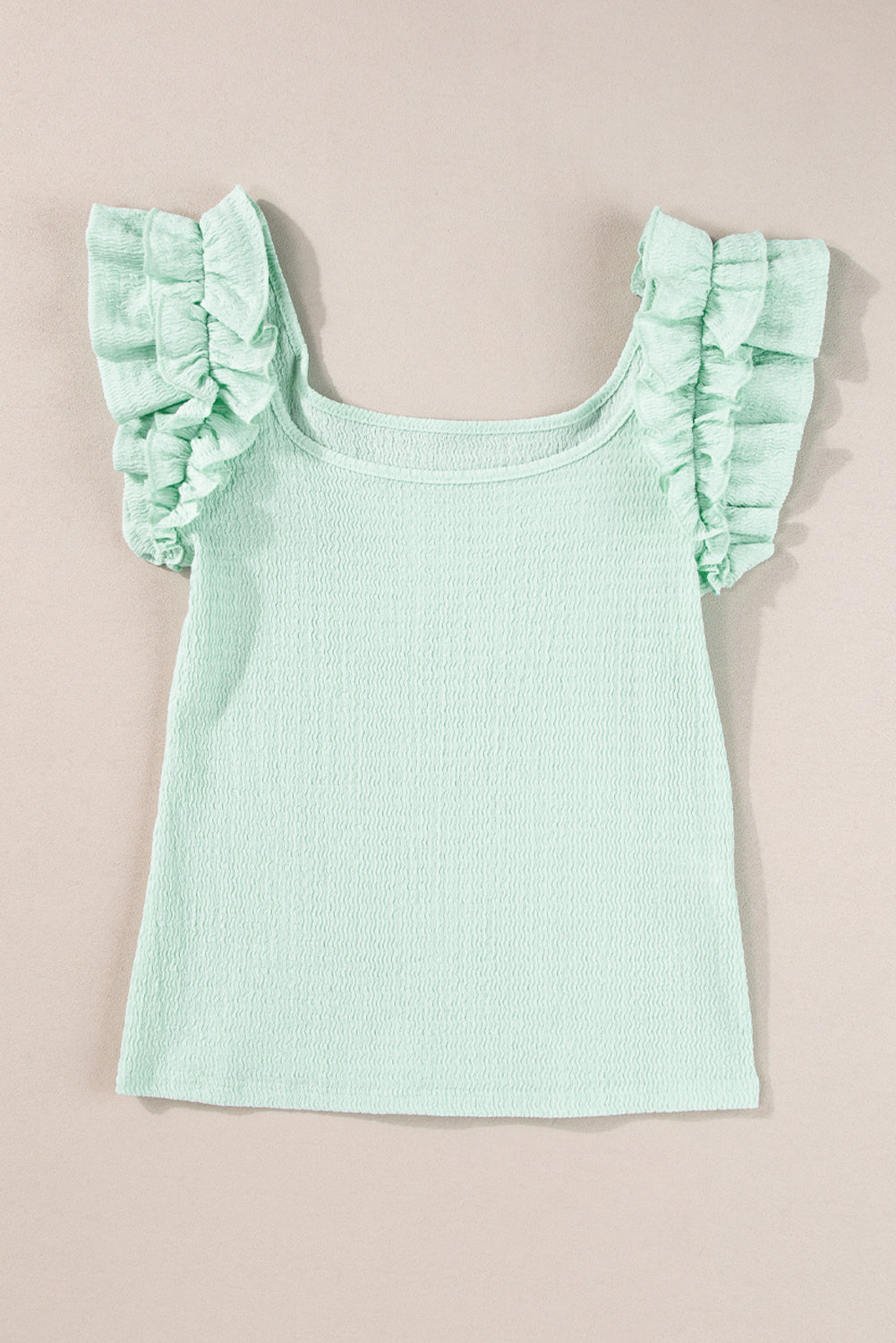 Claramente Aqua Ruffle Strap Crinkle Regata Texturizada