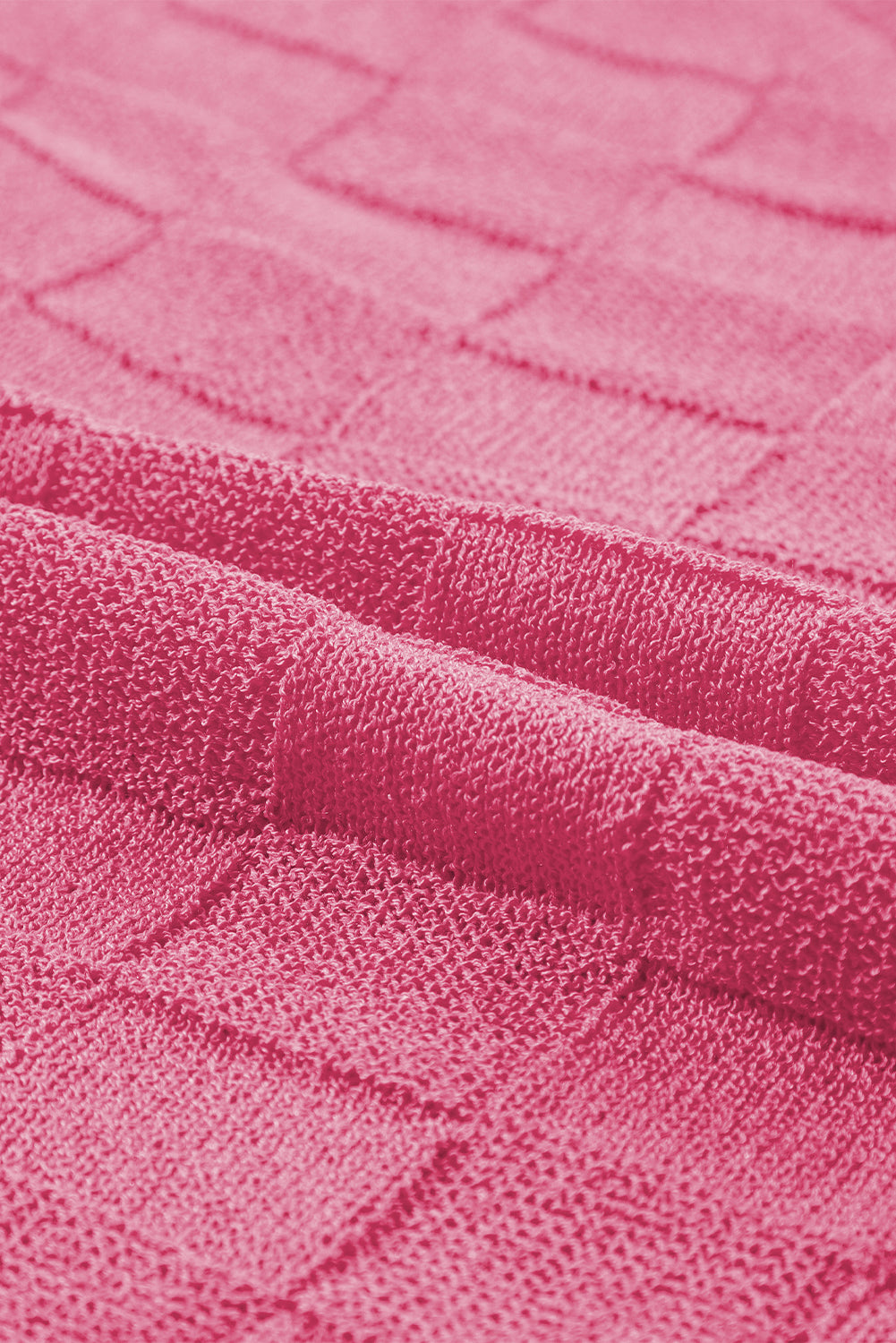 Suéter de manga curta em malha texturizada rosa Dusty