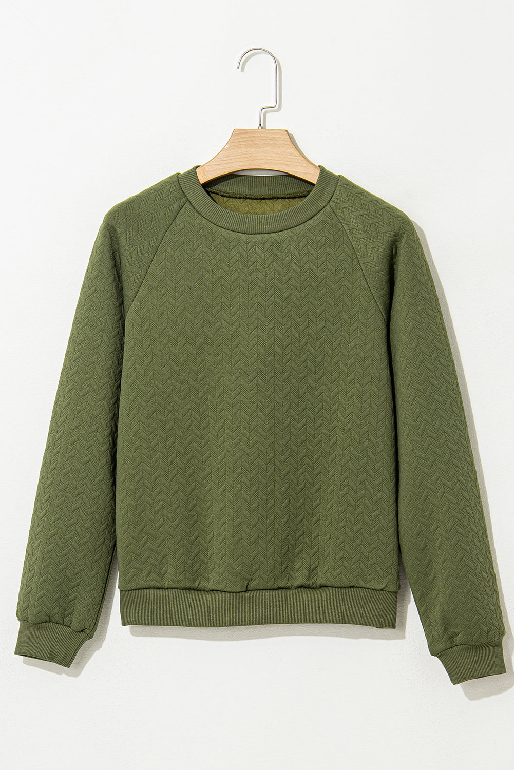 Suéter pulôver de manga raglan com textura sólida castanha