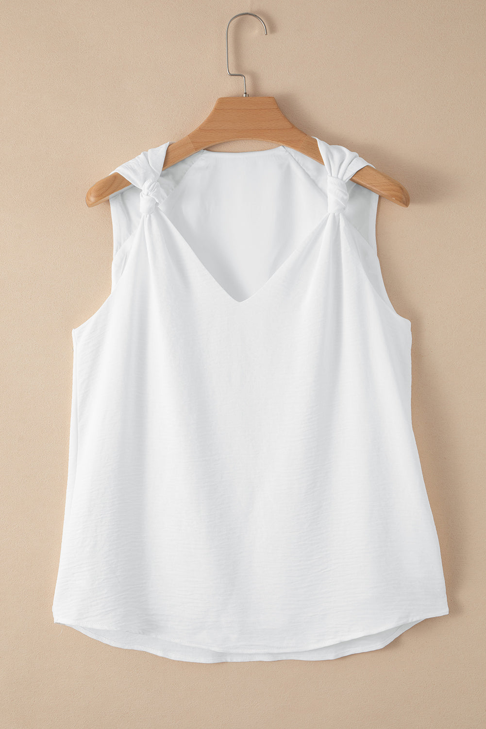 Apricot V Neck Knotted Shoulder Vest