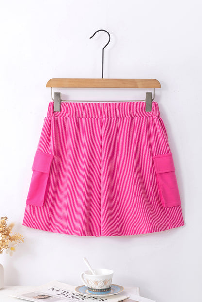 Shorts de perna larga com bolso rosa brilhante