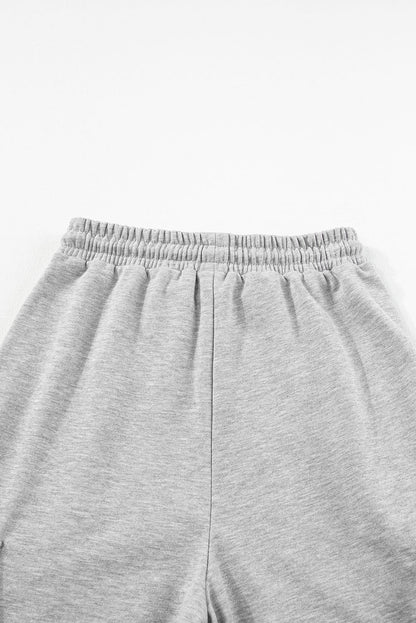 Calça de moletom cargo cinza claro com cordão na cintura