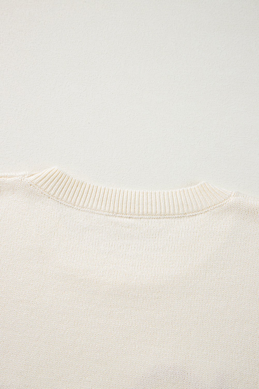 Black Boo Knitted Pattern Ribbed Edge Drop Shoulder Sweater