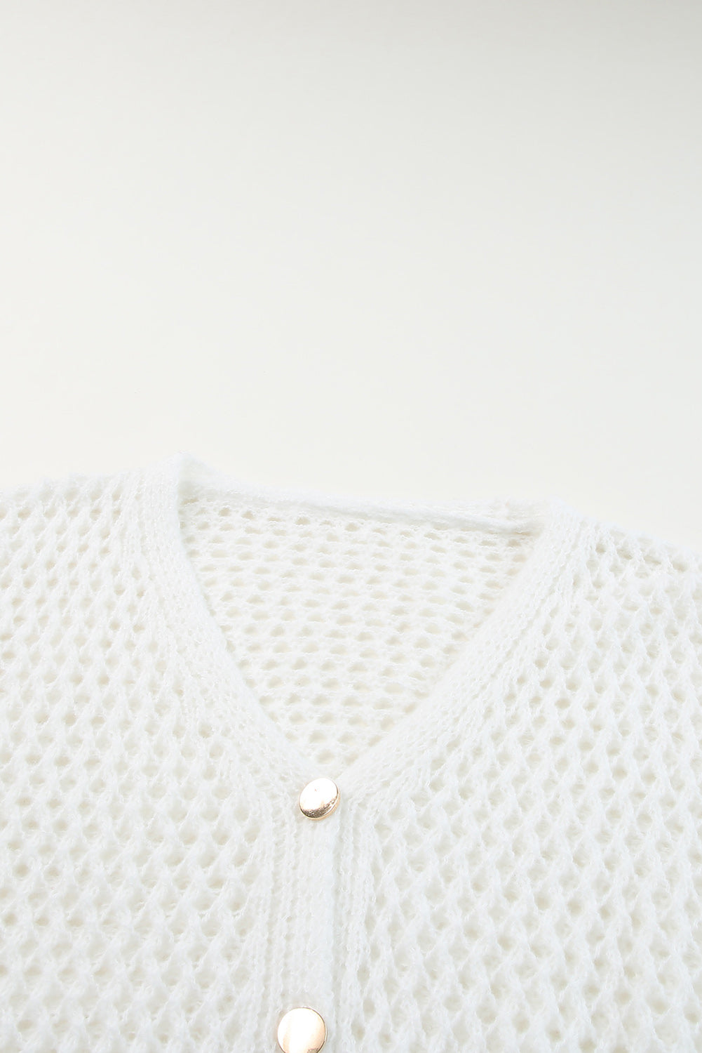 White Hollowed Knit Dolman Sleeve Sweater Cardigan