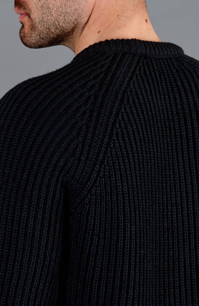 Mens 100% British Wool Heavyweight Ribbed Jumper