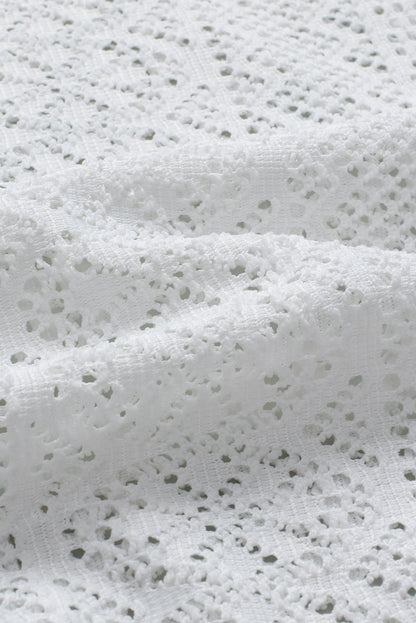 Débardeur à franges ajouré en dentelle blanche au crochet