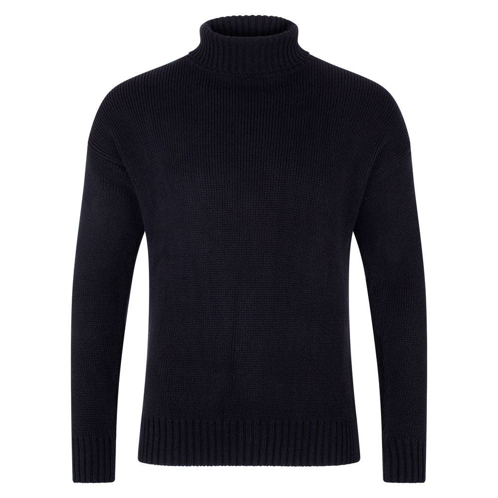 Mens 100% Cotton Submariner Roll Neck Jumper