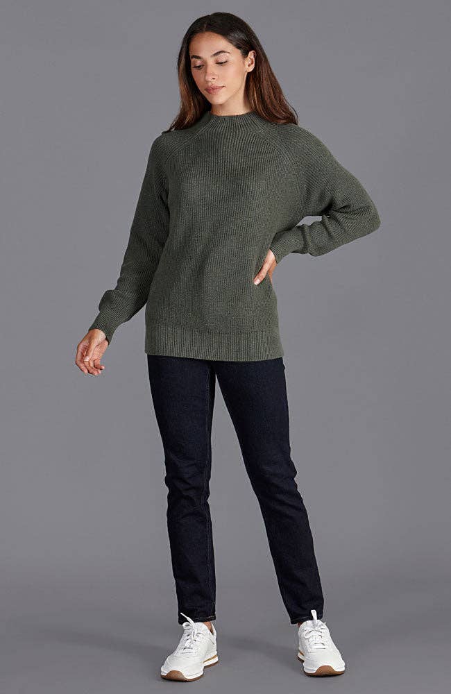 Womens Pure Cotton High Neck Raglan Jumper