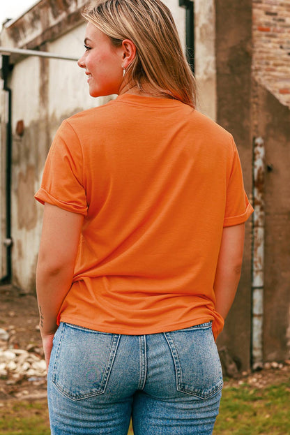 Orange HOWDY FALL Western Pumpkin Graphic T Shirt