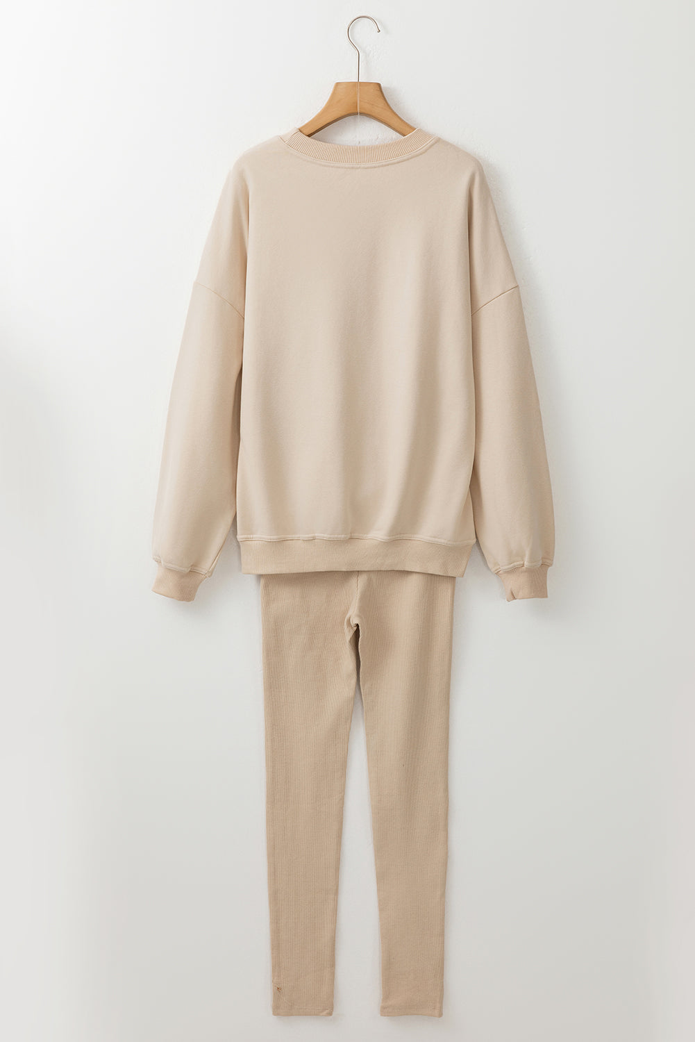 Ensemble deux pièces beige uni sweat-shirt et leggings