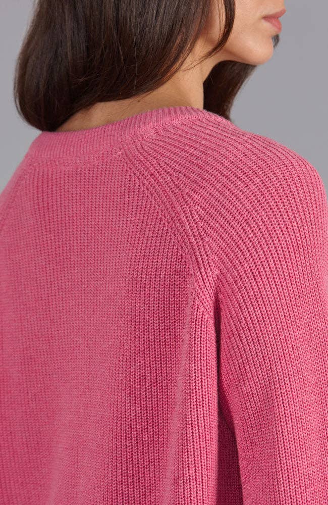 Womens Cotton Ribbed V Neck Jumper