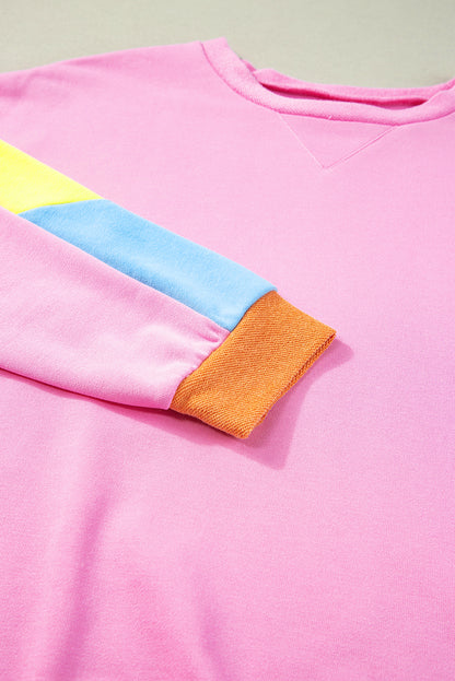 Pink Candy Colorblock French Terry Top