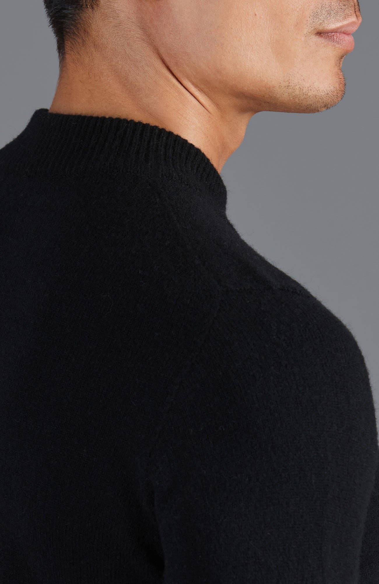 Mens Lambswool Narrow Mock Turtle Neck Jumper