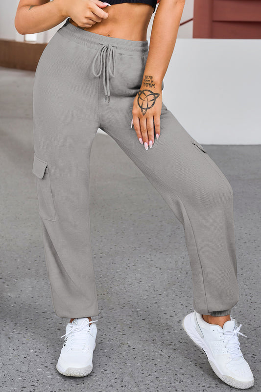 Calça Jogger Cargo com Textura Waffle Apricot