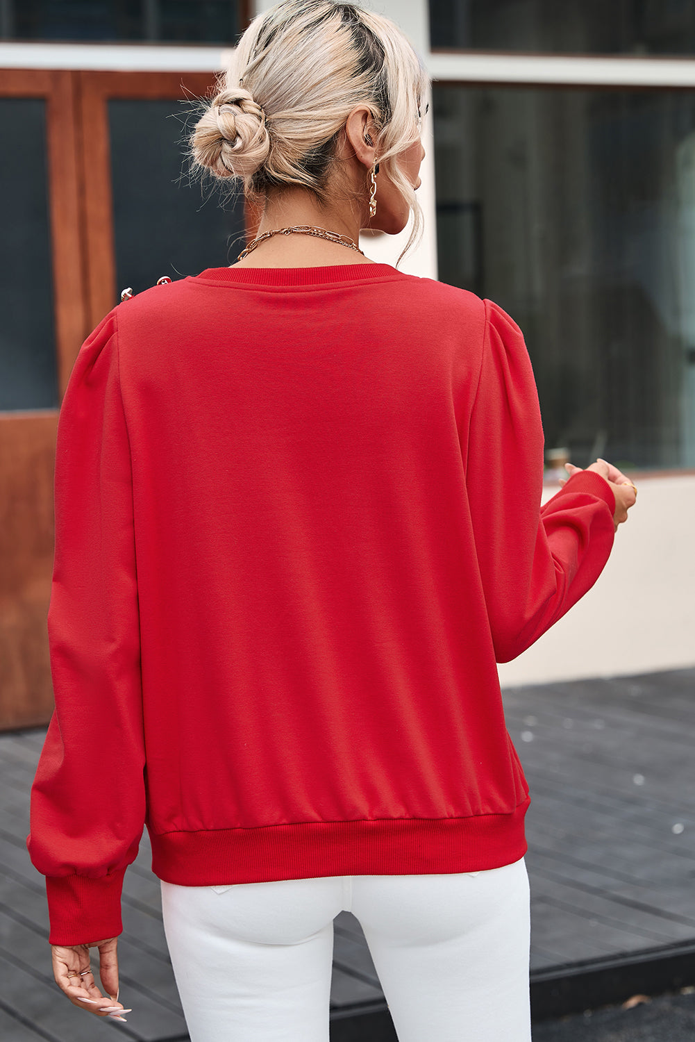 Rose Tan - Haut à manches longues avec patte boutonnée