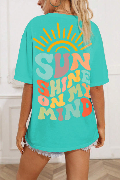 Camiseta com estampa SUNSHINE ON MY MIND rosa brilhante