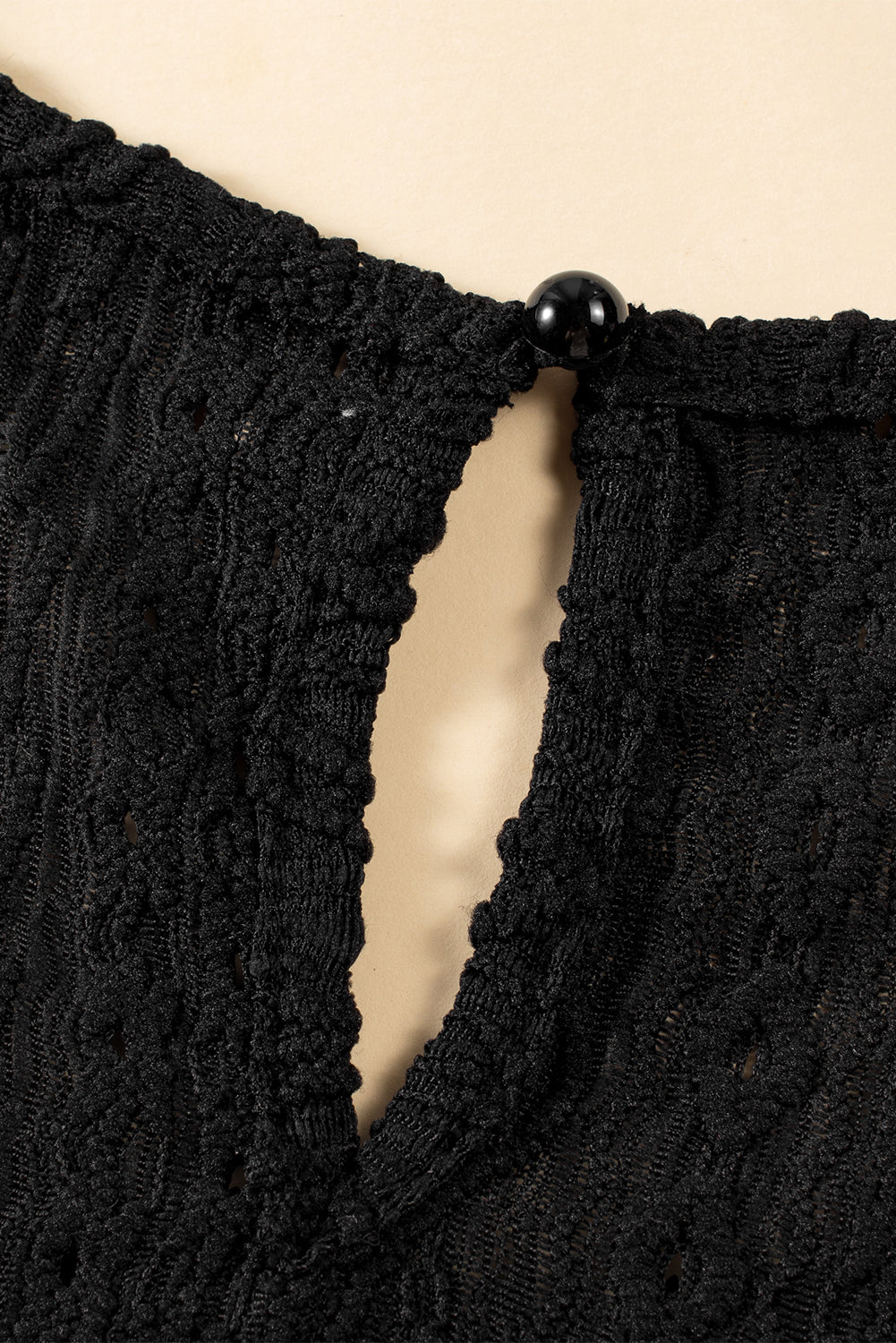 Black Guipure Lace Crochet Keyhole Back Tank Top