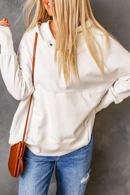 Yellow Batwing Sleeve Pocketed Henley Hoodie