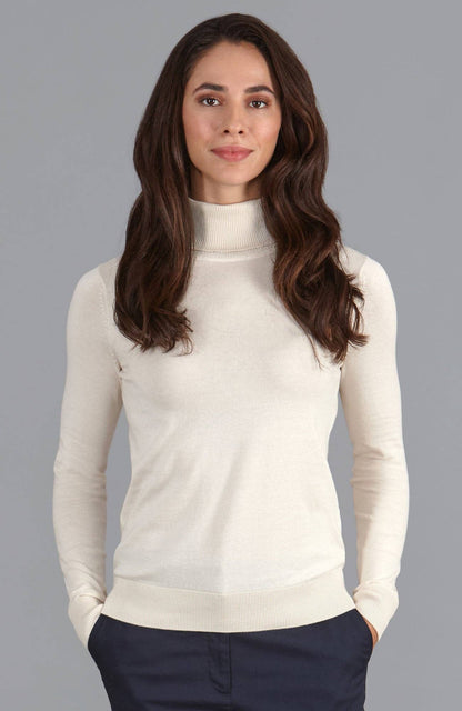 Womens Ultra-Fine Cotton Roll Neck Long Sleeve Jumper