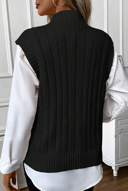 Gilet pull à col haut en tricot torsadé à l'avoine