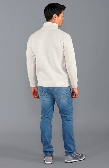 Mens 100% Cotton Submariner Roll Neck Jumper