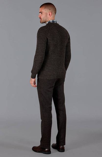 Mens 100% British Wool Heavyweight Ribbed Jumper