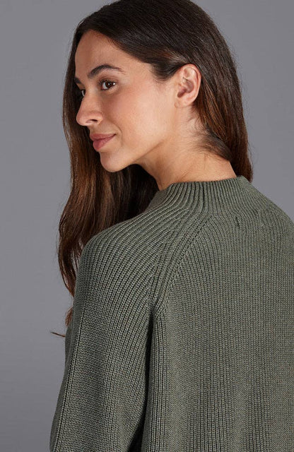 Womens Pure Cotton High Neck Raglan Jumper