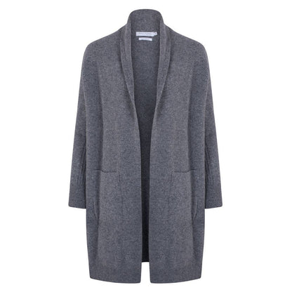 Womens Pure Lambswool Long Line Cardigan with Pockets