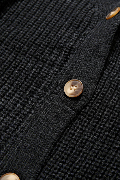 Apricot Bishop Sleeve Button V Neck Sweater