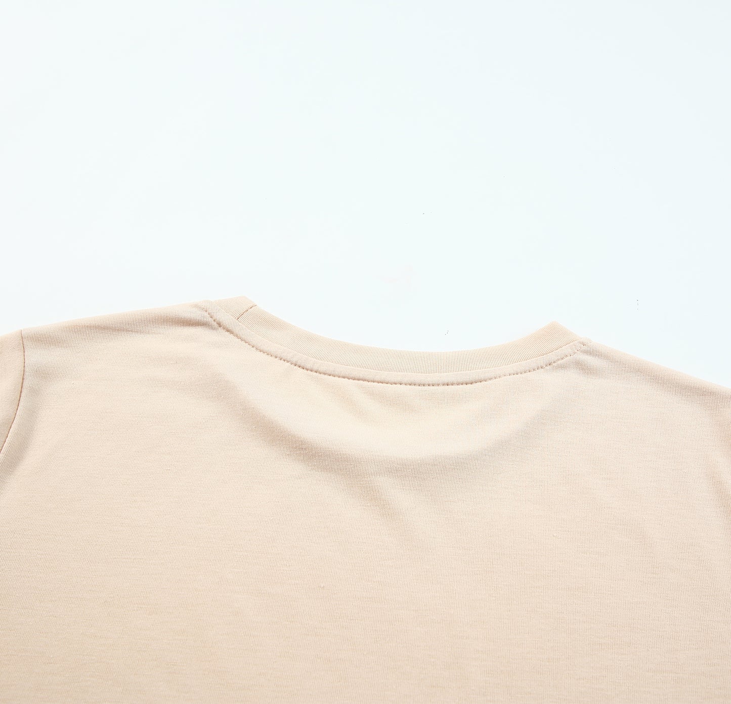 White Solid Color Crew Neck Tee