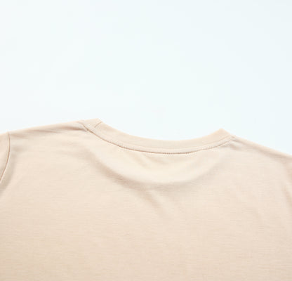 White Solid Color Crew Neck Tee