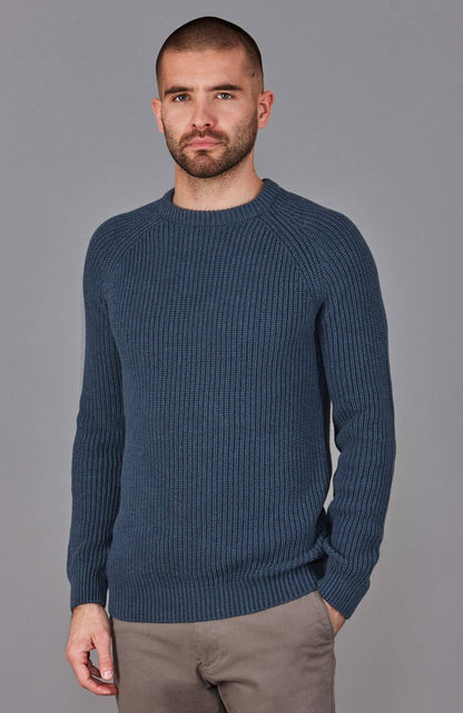 Mens Cotton Fisherman Rib Knit Jumper