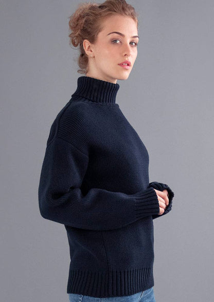 Womens Pure Cotton Heavyweight Submariner Roll Neck Jumper