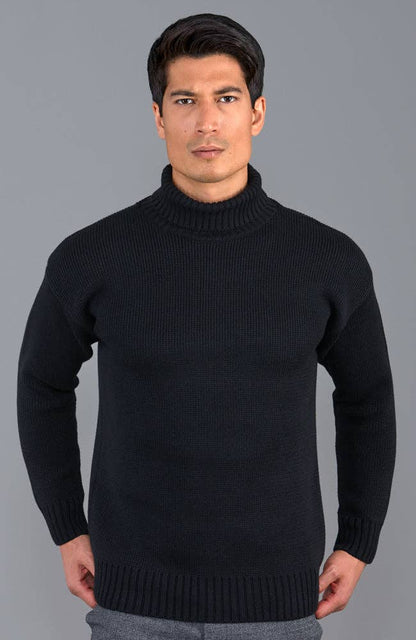 Mens 100% Cotton Submariner Roll Neck Jumper