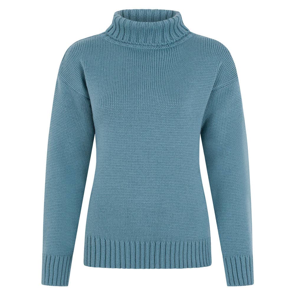 Womens 100% Chunky Merino Wool Submariner Roll Neck Jumper