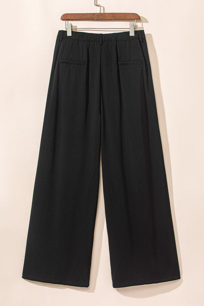 Pantalon large élégant plissé noir