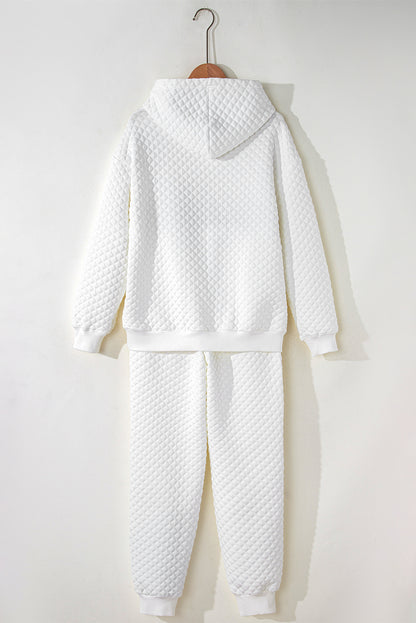 Ensemble deux pièces à capuche et pantalon de survêtement matelassé blanc