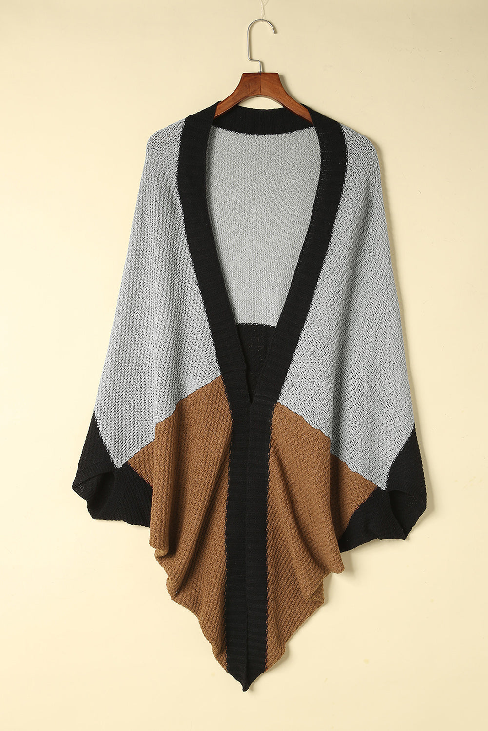 Cardigan drapé gris neutre color block